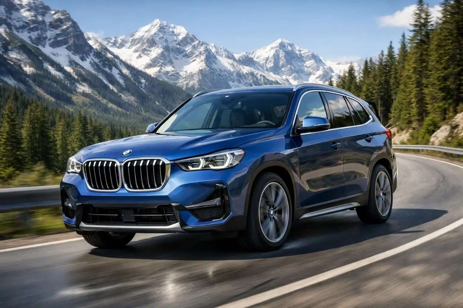 Taller BMW en Sanchinarro: BMW azul en una carretera de montaña